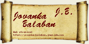 Jovanka Balaban vizit kartica